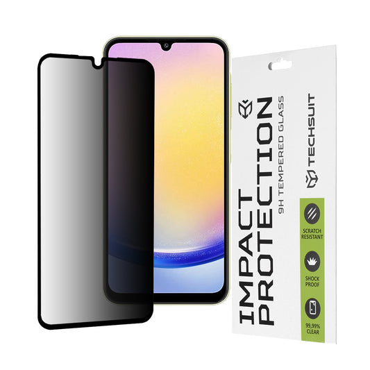 Privacy Techsuit skærmbeskyttelsesfilm til Samsung Galaxy A25 A256, hærdet glas, fuld lim, 111D