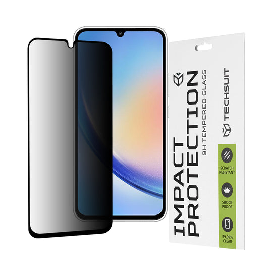 Privacy Techsuit Skærmbeskyttelsesfilm til Samsung Galaxy A34 A346, Hærdet Glas, Fuld Lim, 111D