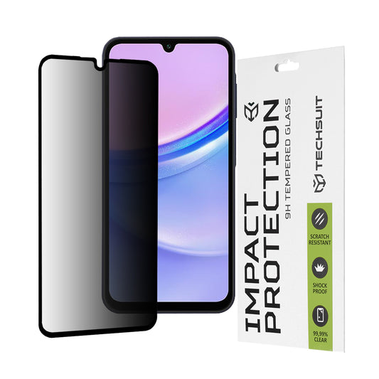 Privacy Techsuit skærmbeskyttelsesfilm til Samsung Galaxy M15 / A15 5G A156 / A15 A155, hærdet glas, fuld lim, 111D