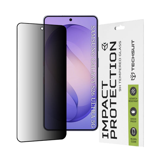 Beskyttelsesfilm Privacy Techsuit til Samsung Galaxy S26 Ultra, Hærdet Glas, Full Glue, 111D