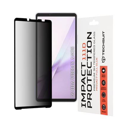 Privacy Techsuit skærmbeskyttelsesfilm til Sony Xperia 10 VIII, hærdet glas, fuld lim, 111D