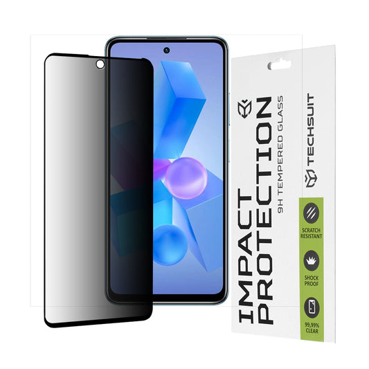 Privacy Techsuit skærmbeskyttelsesfilm til Tecno Spark 20 Pro / Pova 5 Pro / Hot 40 / Hot 40 Pro, hærdet glas, fuld lim, 111D