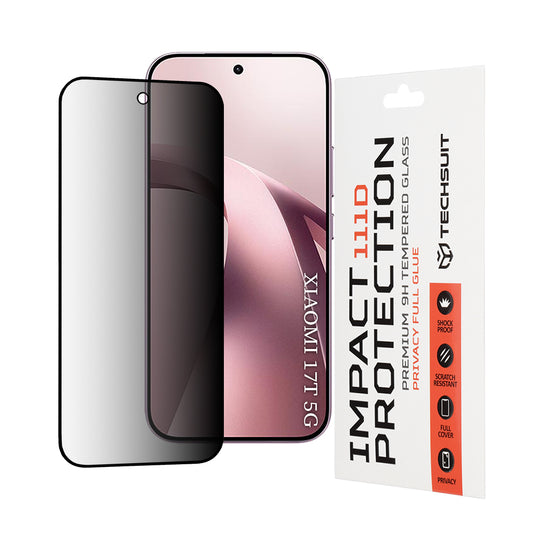 Privacy Techsuit Screen Protector for Xiaomi 17T, Tempered Glass, Full Glue, 111D