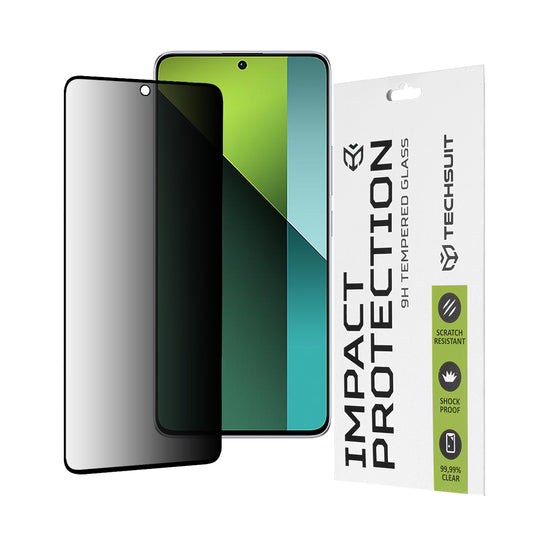 Privacy Techsuit Skærmbeskytter til Xiaomi Poco X6 / Redmi Note 13 Pro 5G, Hærdet Glas, Full Glue, 111D