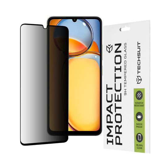 Privacy Techsuit Skærmbeskytter til Xiaomi Redmi 13C 5G / 13C / Poco C65, Hærdet Glas, Fuld Lim, 111D