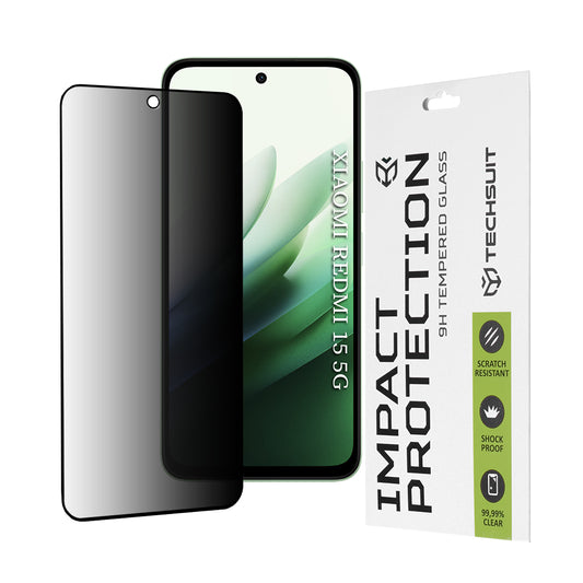 Privacy Techsuit Skærmbeskyttelsesfilm til Xiaomi Redmi 15 5G / 15 4G, Hærdet Glas, Fuld Lim, 111D