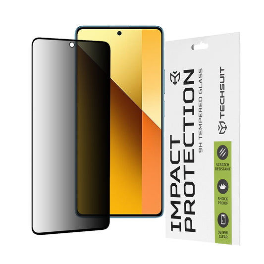 Privacy Techsuit skærmbeskyttelsesfilm til Xiaomi Redmi Note 13 5G, hærdet glas, fuld lim, 111D