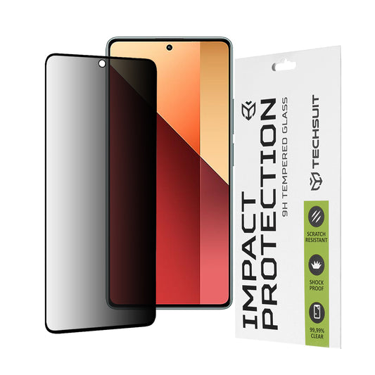Privacy Techsuit skærmbeskyttelsesfilm til Xiaomi Redmi Note 13 Pro 4G / Poco M6 Pro 4G, hærdet glas, fuld lim, 111D