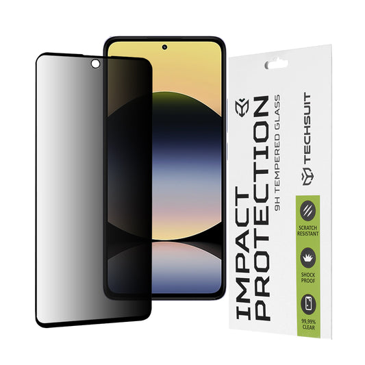 Privacy Techsuit Skærmbeskytter til Xiaomi Redmi Note 14 4G (Regional) / Note 14 5G, Hærdet Glas, Fuld Lim, 111D