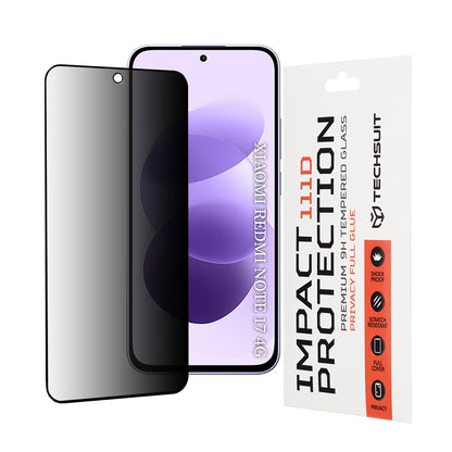 Techsuit Privacy-skærmbeskytter til Xiaomi Redmi Note 17 4G / Note 17 5G, hærdet glas, fuldlim, 111D