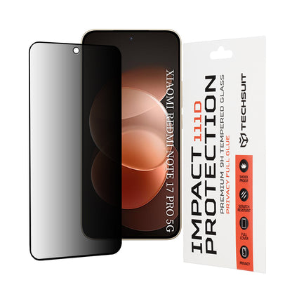 Privacy Techsuit Skærmbeskytter til Xiaomi Redmi Note 17 Pro / Note 17 Pro Max, Hærdet Glas, Fuld Lim, 111D