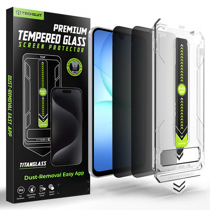 Privacy-skærmbeskyttelse Techsuit TitanGlass CrystalHD til Samsung Galaxy A17 5G / A16 5G A166, hærdet glas, fuld lim, sæt med 2 stk.