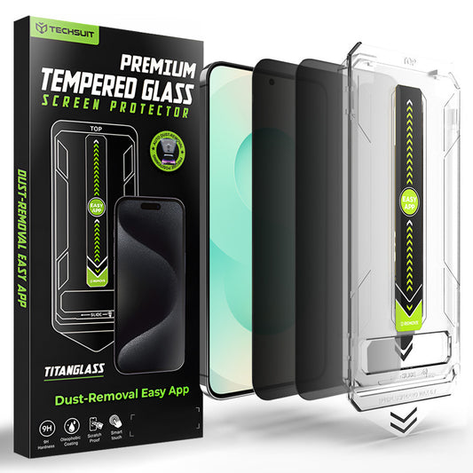 Beskyttelsesfilm til skærm Privacy Techsuit TitanGlass CrystalHD til Samsung Galaxy S26 Plus, Hærdet Glas, Full Glue, Sæt med 2 stykker