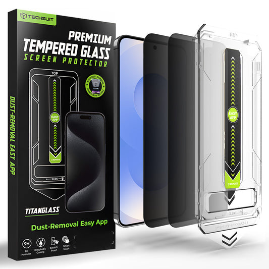 Beskyttelsesfilm til skærm Privacy Techsuit TitanGlass CrystalHD til Samsung Galaxy S26, Hærdet Glas, Full Glue, Sæt med 2 stykker