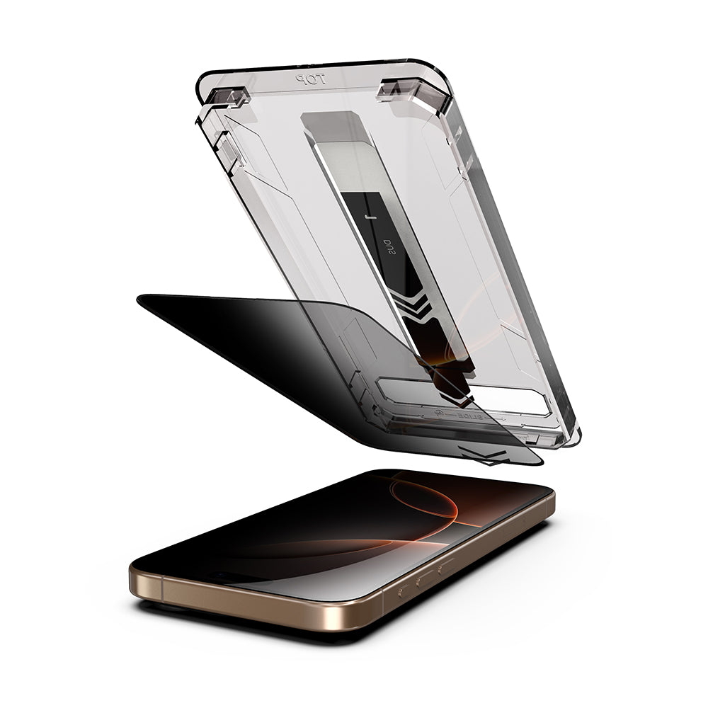 Beskyttelsesfilm til skærm Privacy Techsuit TitanGlass til Apple iPhone 17 / 16 Pro, Hærdet Glas, Full Glue
