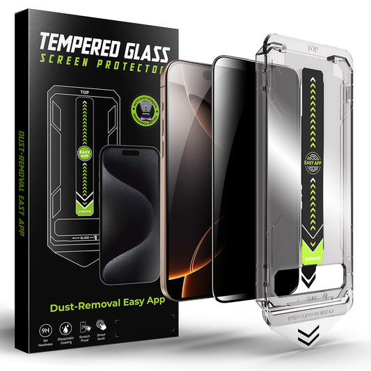 Beskyttelsesfilm Privacy Techsuit TitanGlass til Apple iPhone 17 Pro Max, Hærdet Glas, Full Glue