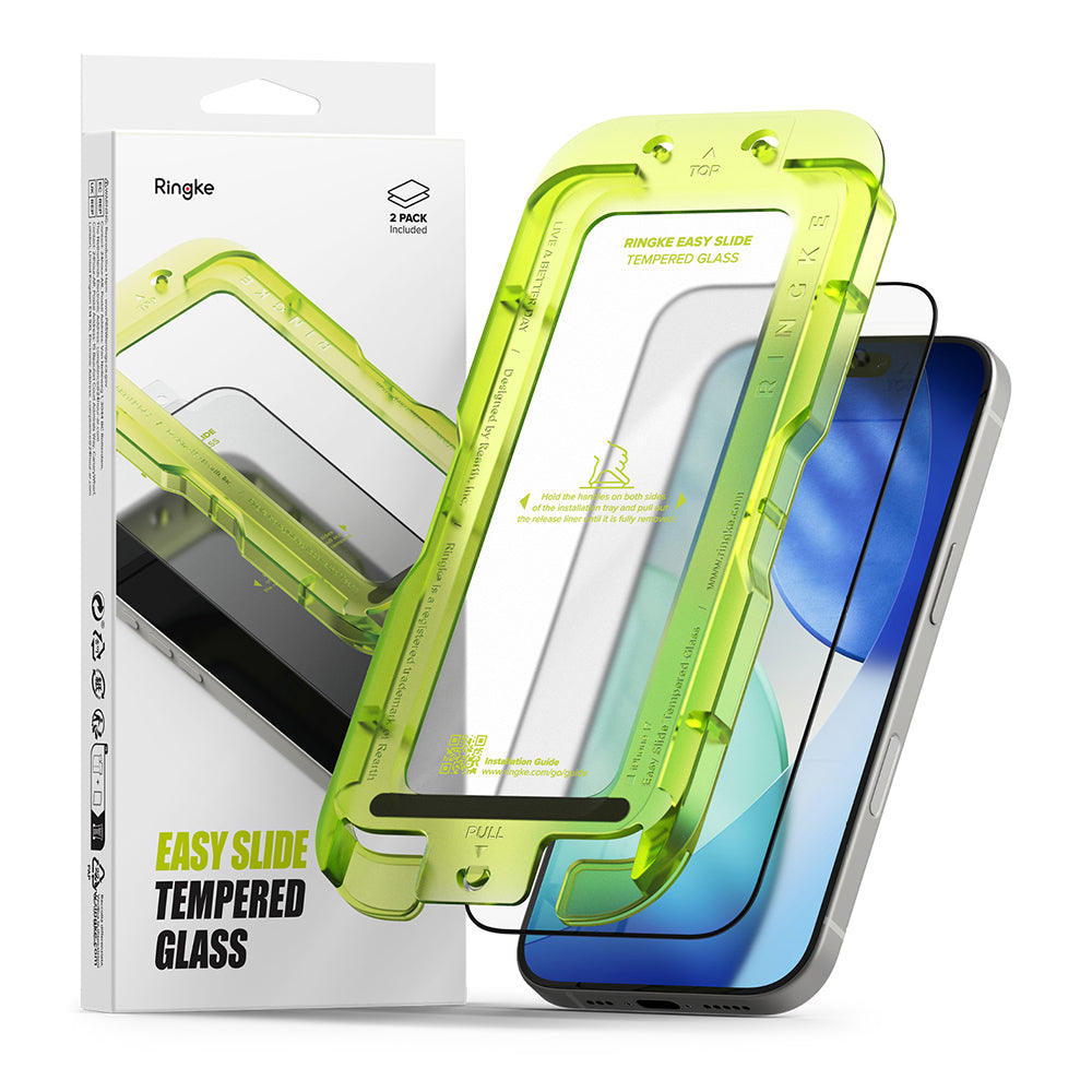 Ringke Easy Slide Screen Protector for Apple iPhone 17 Pro, Tempered Glass, Full Glue, Set of 2 pieces