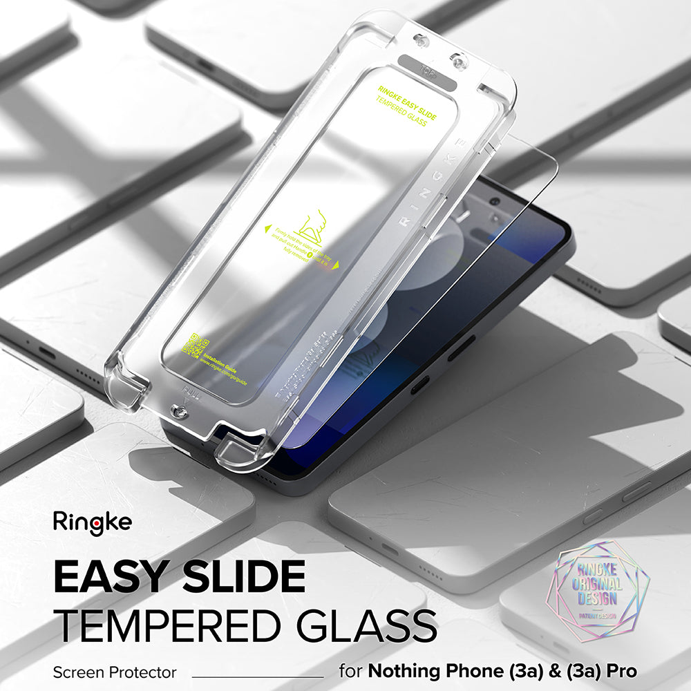 Ringke Easy Slide skærmbeskytter til Nothing Phone (3a) / Phone (3a) Pro, hærdet glas, fuld lim, sæt med 2 stk.