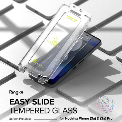 Ringke Easy Slide skærmbeskytter til Nothing Phone (3a) / Phone (3a) Pro, hærdet glas, fuld lim, sæt med 2 stk.