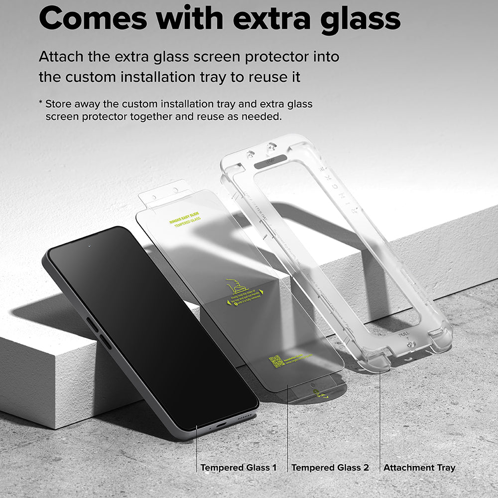 Ringke Easy Slide skærmbeskytter til Nothing Phone (3a) / Phone (3a) Pro, hærdet glas, fuld lim, sæt med 2 stk.
