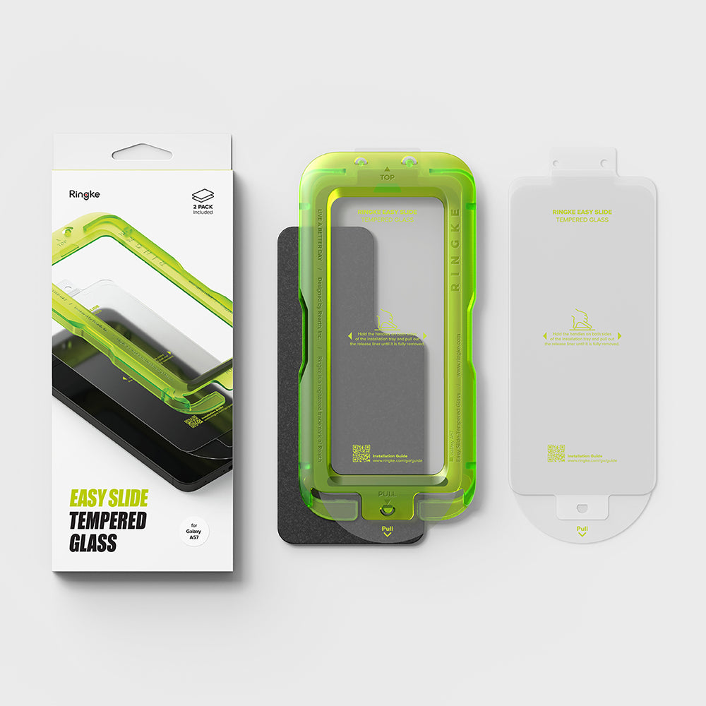 Ringke Easy Slide Screen Protector for Samsung Galaxy A57 5G, Tempered Glass, Full Glue, Set of 2 Pieces