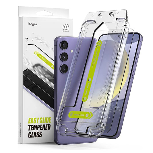 Skærmbeskyttelsesfilm Ringke Easy Slide til Samsung Galaxy S25 FE, hærdet glas, fuld lim, sæt med 2 stk.