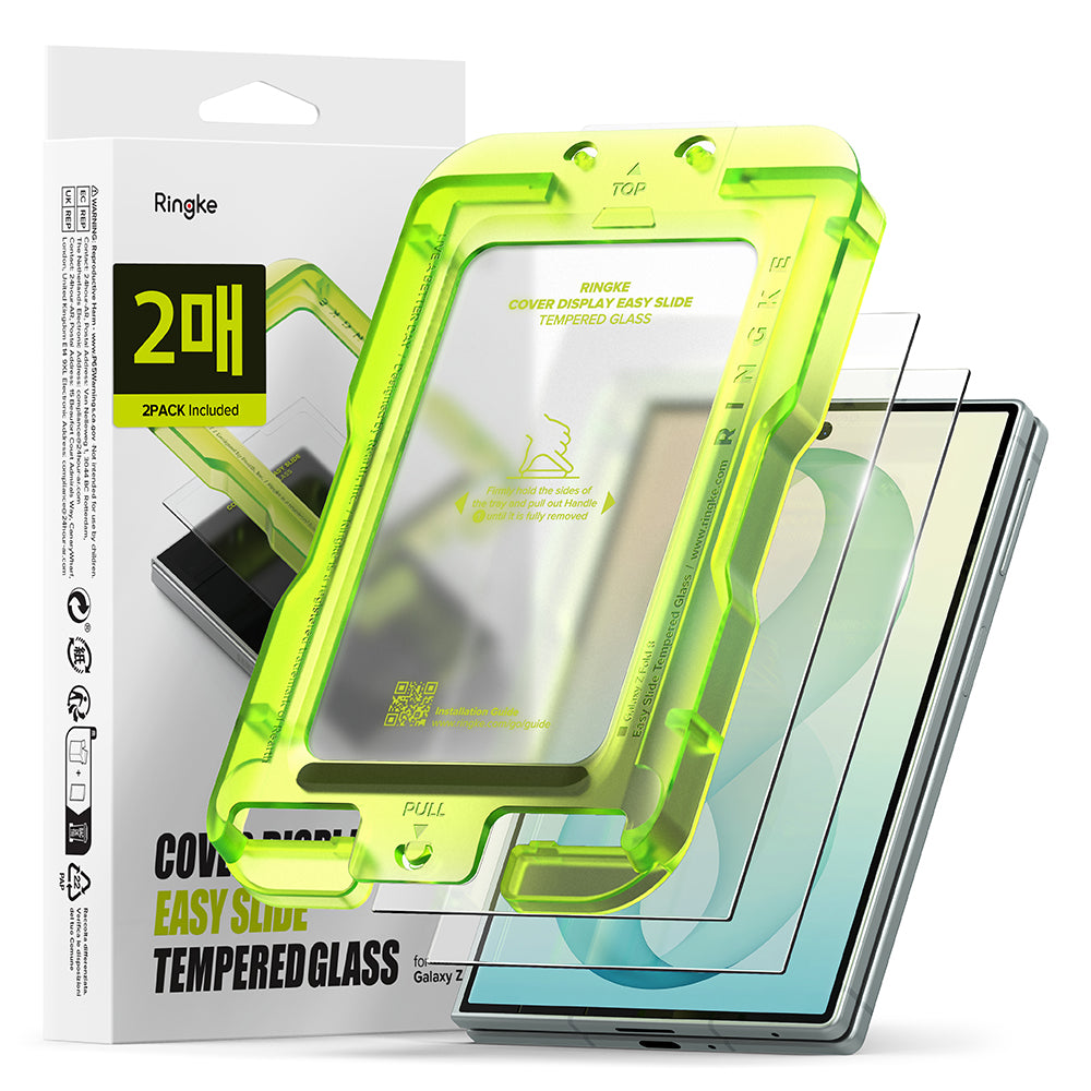 Ringke Easy Slide Skærmbeskytter til Udvendig Skærm til Samsung Galaxy Z Fold8 F971, Hærdet Glas, Fuld Lim, Sæt med 2 stk