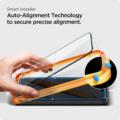 Spigen GlastR Align Master Screen Protector for Apple iPhone 15 Plus, Tempered Glass, Full Glue, Set of 2 pieces, Black AGL06886