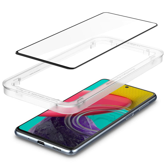 Beskyttelsesfilm til skærm Spigen GlastR Align Master til Samsung Galaxy M53 M536, Hærdet glas, Fuldklæbende, Sort