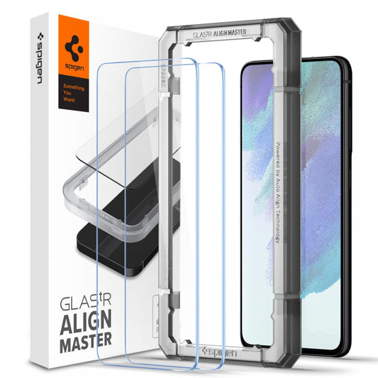 Skærmbeskyttelsesfolie Spigen GlastR Align Master til Samsung Galaxy S21 FE 5G G990, Hærdet Glas, Fuldklæbende, Sæt med 2 stykker AGL03088