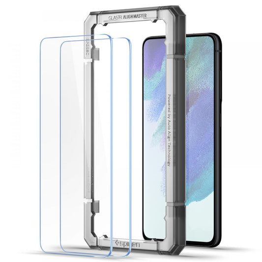 Skærmbeskyttelsesfolie Spigen GlastR Align Master til Samsung Galaxy S21 FE 5G G990, Hærdet Glas, Fuldklæbende, Sæt med 2 stykker AGL03088