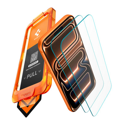 Skærmbeskyttelsesfilm Spigen GlastR AlignMaster S til Apple iPhone 18 Pro Max / 17 Pro Max, hærdet glas, fuld lim, sæt med 2 stk AGL10101