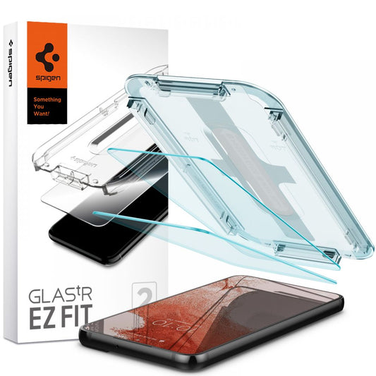 Skærmbeskytter Spigen GlastR EZ FIT til Samsung Galaxy S22 5G S901, hærdet glas, fuld lim, sæt med 2 stk AGL04151