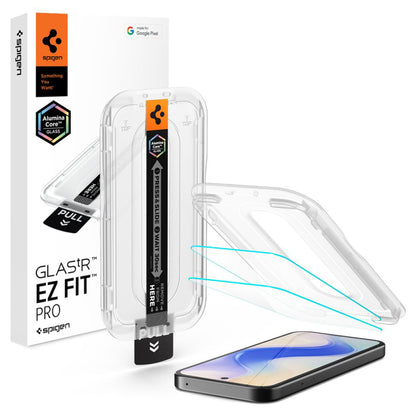 Beskyttelsesfilm til skærm Spigen GlastR EZ FIT Pro HD til Google Pixel 10a, Hærdet Glas, Fuldklæbende, Sæt med 2 stykker AGL11364