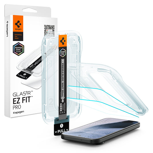 Skærmbeskyttelsesfilm Spigen GlastR EZ FIT Pro til Google Pixel 11 Pro / 11, hærdet glas, fuld lim, sæt med 2 stk. AGL11480