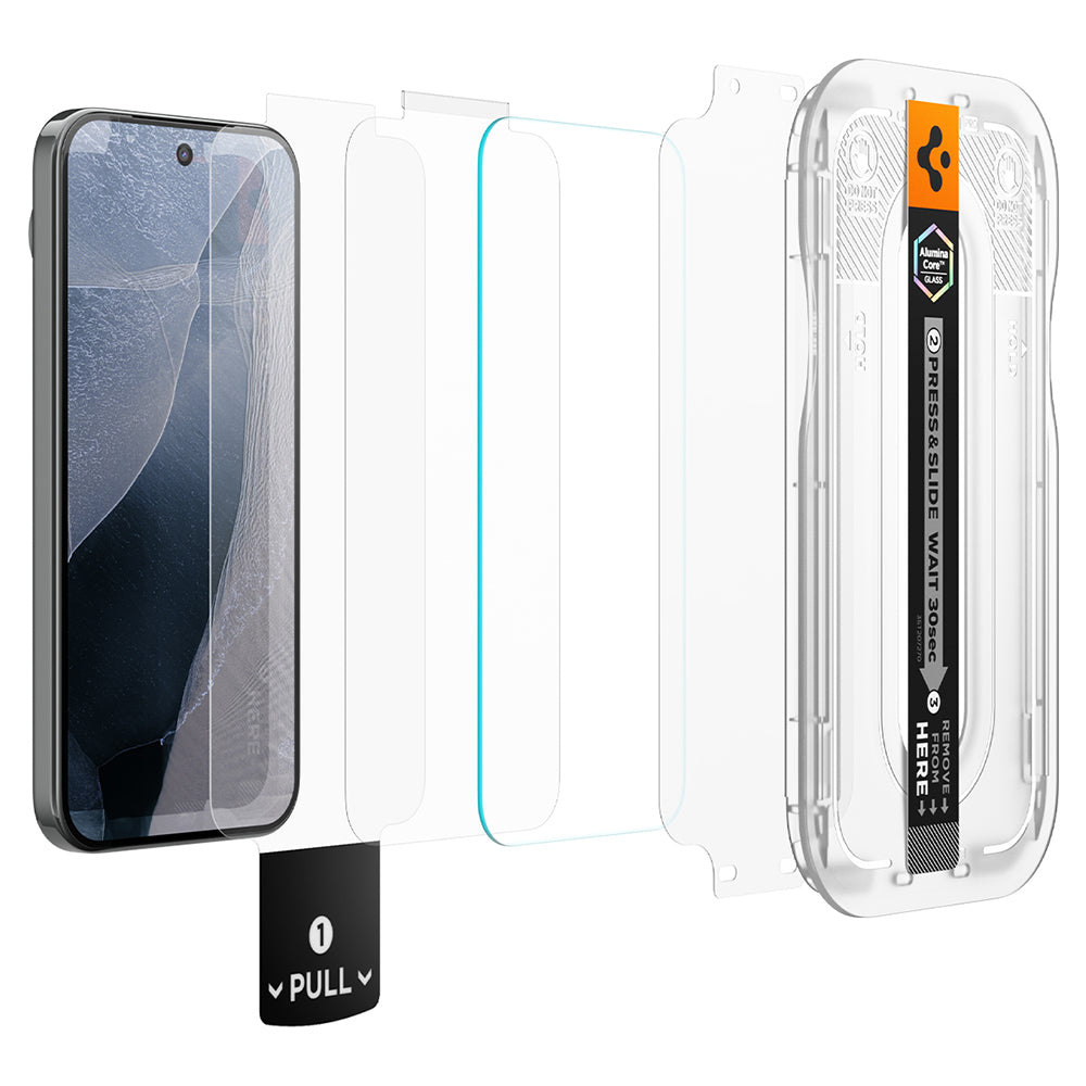 Skærmbeskyttelsesfilm Spigen GlastR EZ FIT Pro til Google Pixel 11 Pro XL, hærdet glas, fuld lim, sæt med 2 stk AGL11485