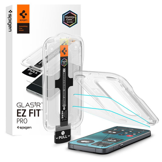 Skærmbeskyttelsesfilm Spigen GlastR EZ FIT Pro til Nothing Phone (4a) Pro, hærdet glas, fuld lim, sæt med 2 stk. AGL11681