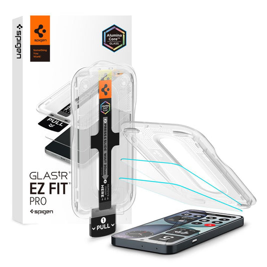 Skærmbeskyttelsesfilm Spigen GlastR EZ FIT Pro til Nothing Phone (4a), hærdet glas, fuld lim, sæt med 2 stk AGL11682