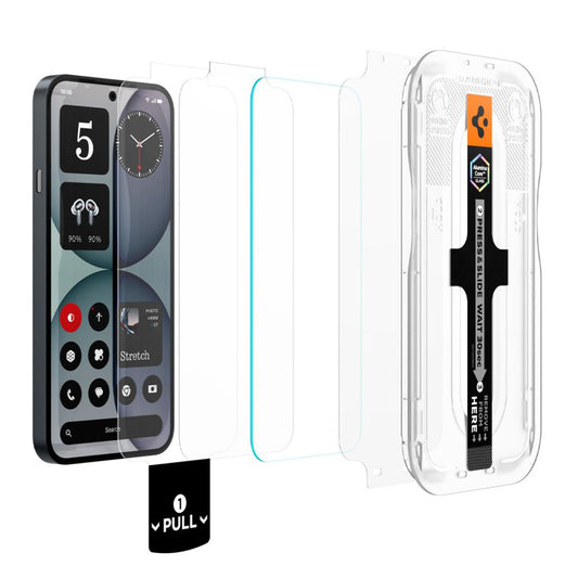 Skærmbeskyttelsesfilm Spigen GlastR EZ FIT Pro til Nothing Phone (4a), hærdet glas, fuld lim, sæt med 2 stk AGL11682
