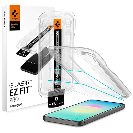Skærmbeskyttelsesfilm Spigen GlastR EZ FIT Pro til Samsung Galaxy A27 5G, hærdet glas, fuld lim, sæt med 2 stk AGL11809