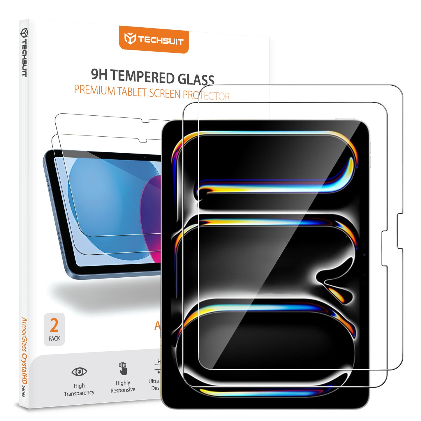 Beskyttelsesfilm Techsuit ArmorGlass CrystalHD til Apple iPad Pro 11 (2024), Hærdet Glas, Full Glue, Sæt med 2 stykker
