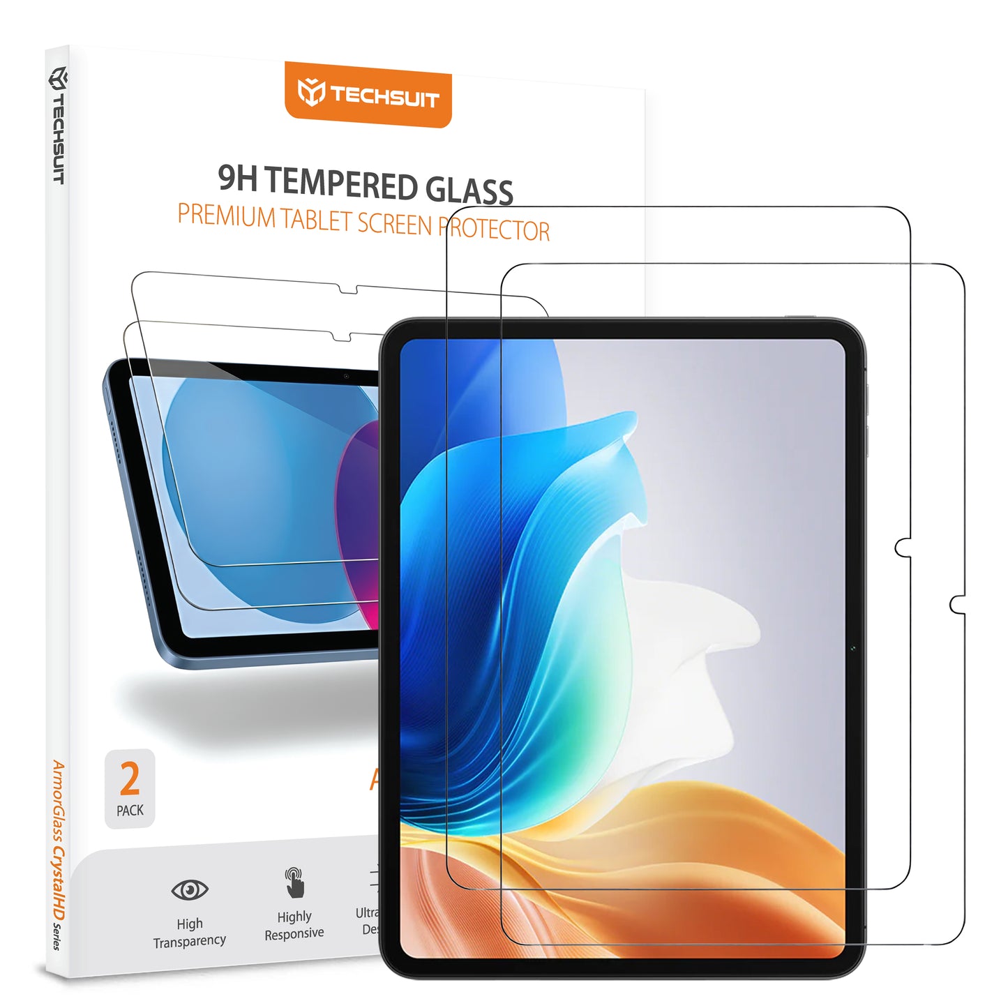 Beskyttelsesfilm til skærm Techsuit ArmorGlass CrystalHD til Oppo Pad Air2 / Pad Neo / OnePlus Pad Go, Hærdet Glas, Full Glue, Sæt med 2 stykker