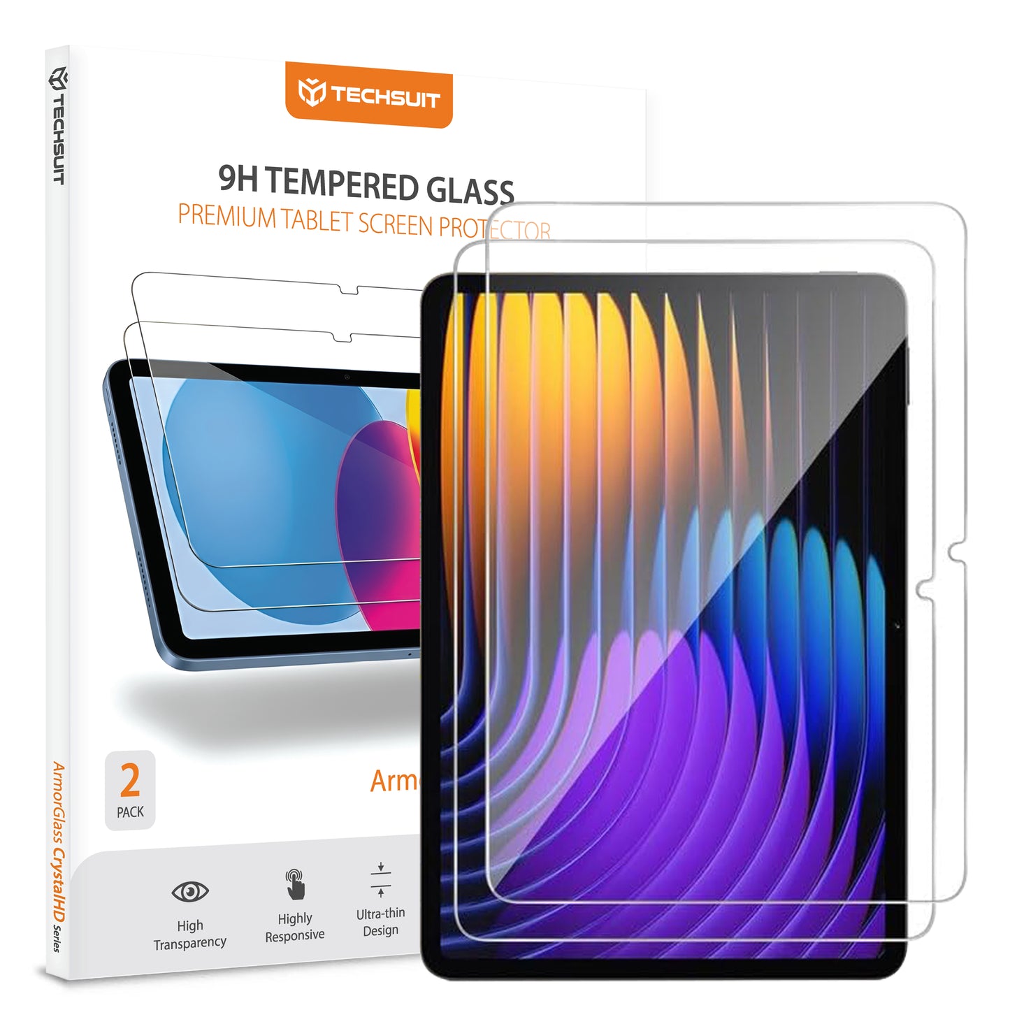 Beskyttelsesfilm Techsuit ArmorGlass CrystalHD til Xiaomi Pad 7 / 7 Pro, Hærdet Glas, Full Glue, Sæt med 2 stykker