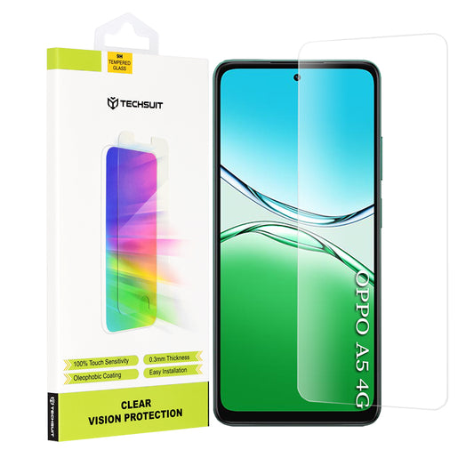 Techsuit Clear Vision Skærmbeskyttelsesfilm til Oppo A5 4G, Hærdet Glas, Fuld Lim