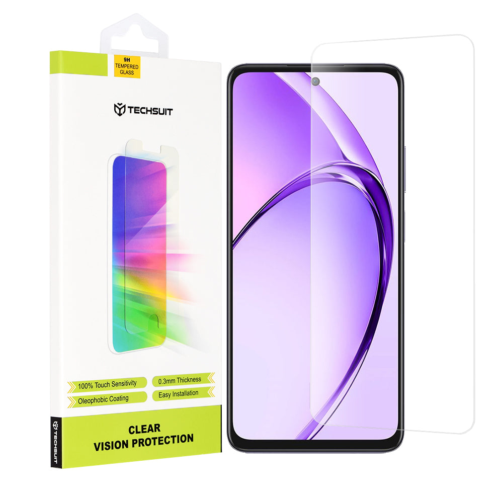Techsuit Clear Vision Skærmbeskyttelsesfilm til Oppo A80, Hærdet Glas, Fuld Lim