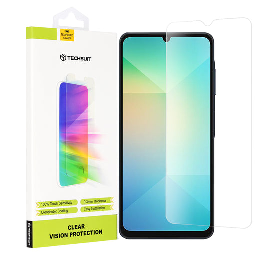 Techsuit Clear Vision Skærmbeskyttelsesfilm til Samsung Galaxy A06 A065, Hærdet Glas, Fuld Lim