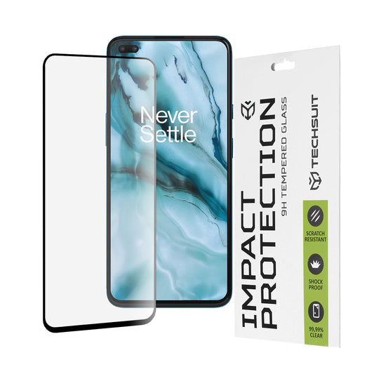 Techsuit M1 Skærmbeskytter til OnePlus Nord, Hærdet Glas, Full Glue, 111D, Sort