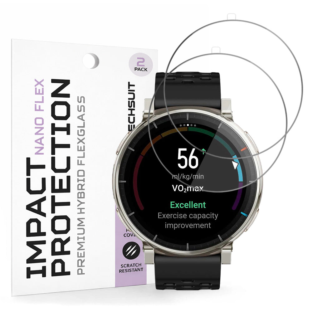 Beskyttelsesfilm Techsuit Nano Flex til Amazfit Active 3 Premium, Plastik, Sæt med 2 stykker, Sort
