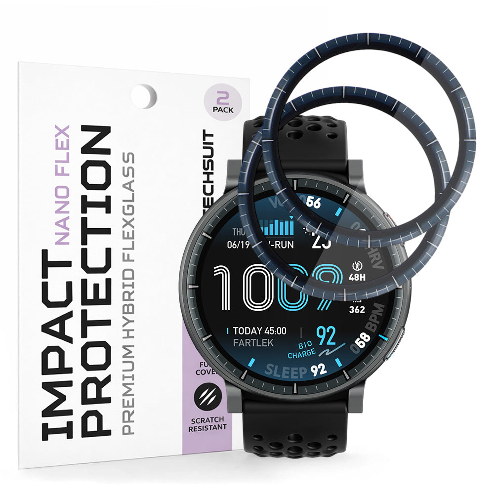 Beskyttelsesfilm Techsuit Nano Flex til Amazfit Active Max, Plastik, Sæt med 2 stykker, Sort