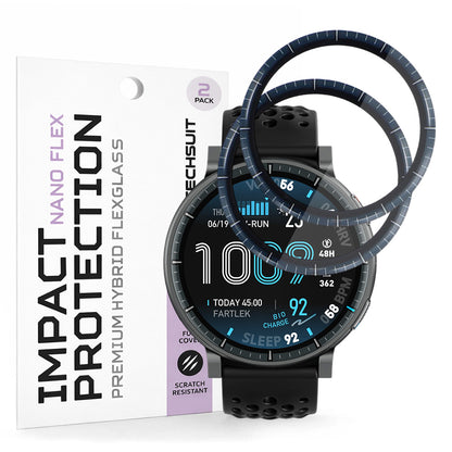 Beskyttelsesfilm Techsuit Nano Flex til Amazfit Active Max, Plastik, Sæt med 2 stykker, Sort